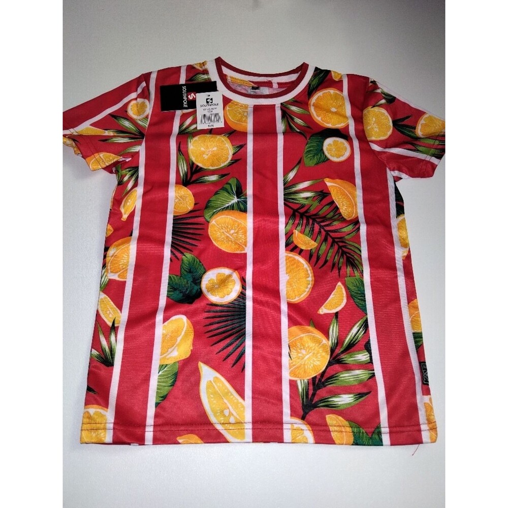 South Pole Boy's Red Tee with Orange Citrus Print New Size 8